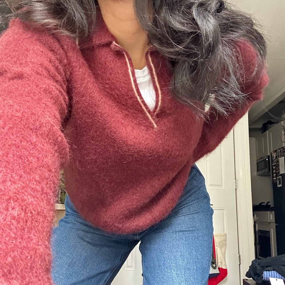 Uncle Studios Mohair Polo in Burgundy (Size M)